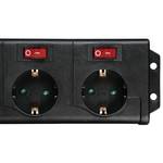 6-way socket strip can be switched individually black