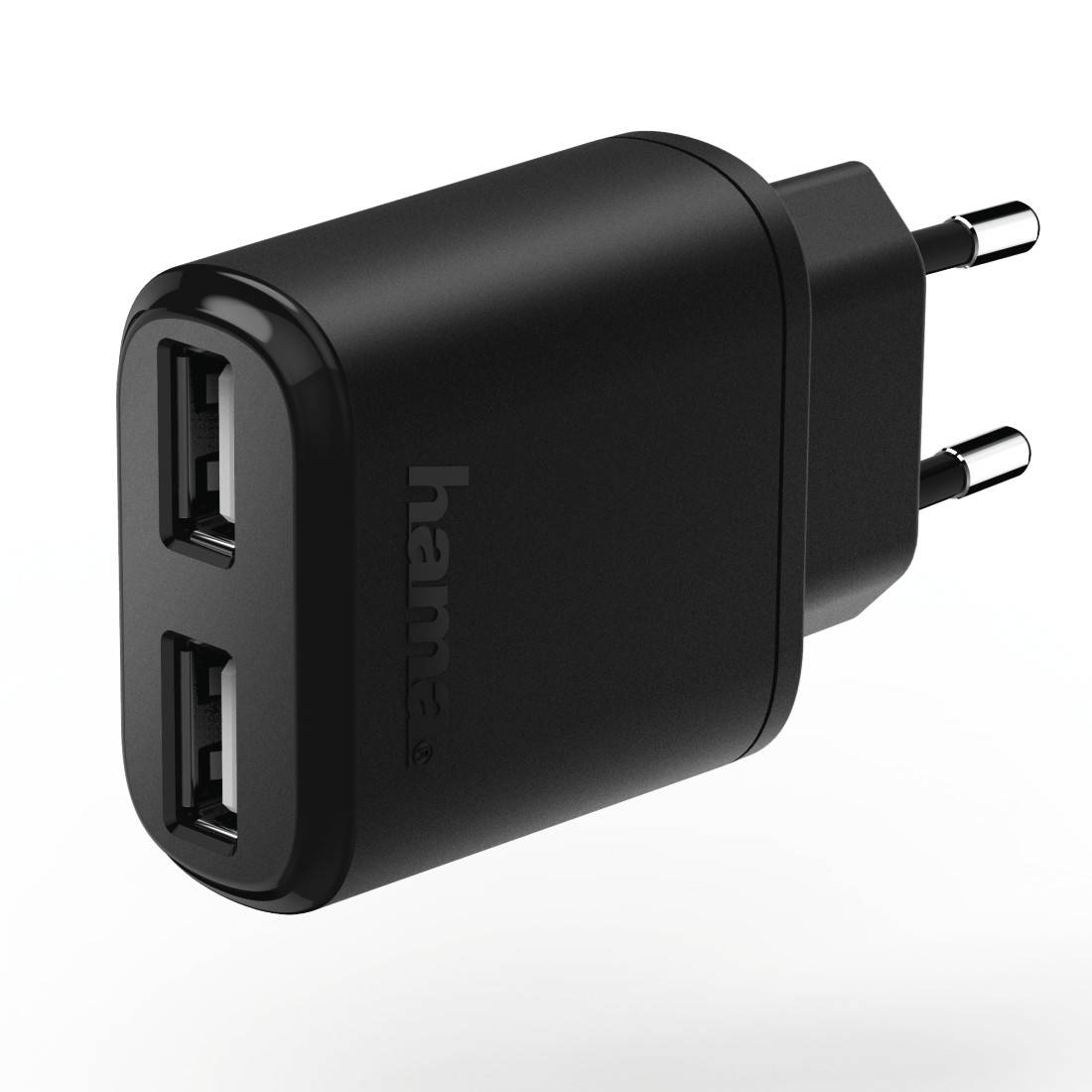 Hama 2-fach USB charger 12 W USB Black Mains socket-1