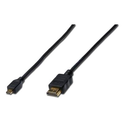 Digitus HDMI Cable HDMI-A plug, HDMI-Micro-D plug 1.00 m Black AK-330109-010-S gold plated connectors HDMI cable-1