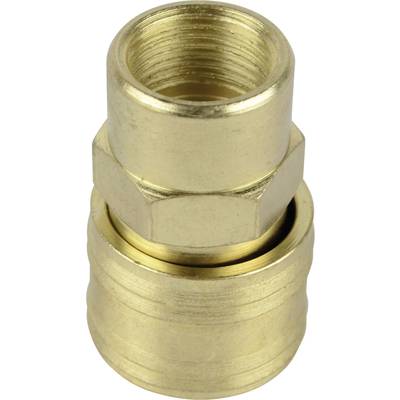A brass screw connector with threaded internal connection; used for secure joining of hoses or pipes in a system.