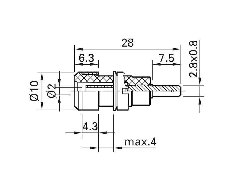 Stäubli SLB2-F2,8 Jack socket Socket, vertical vertical Pin diameter: 2 mm Black 1 pc(s)-2