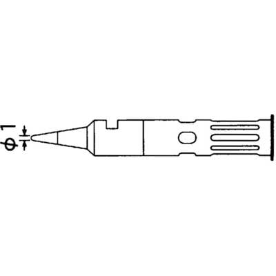Technical drawing of a projectile with geometric dimensions and lines.
