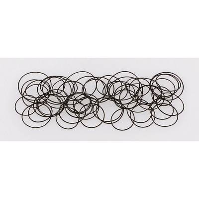 Several black overlapping circles on a white background, forming a random pattern.