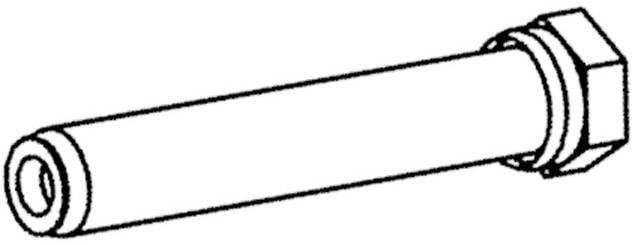 A technical drawing of a cylindrical part with a nut at the end, possibly a screw or a bolt.