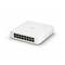 A white network switch with 16 Ethernet ports, suitable for connecting multiple devices in a local network.