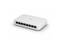 White network switch with eight Ethernet ports and status lights on the front, from a well-known technology brand.