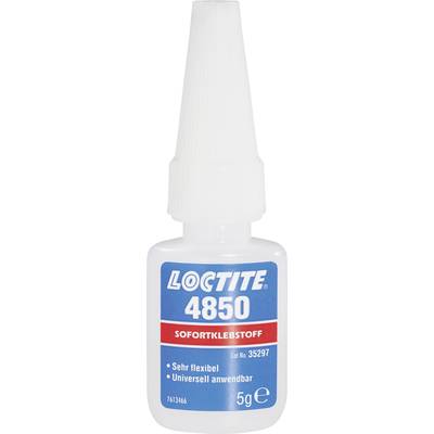 'Loctite 4850' Instant Adhesive Bottle, 5g, Article No. 35297. Properties: 'Highly flexible', 'Universally applicable'.