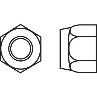 'Hexagonal Nut': Technical drawing showing front and side views of a hexagonal nut. Illustrates details of the form and structure.