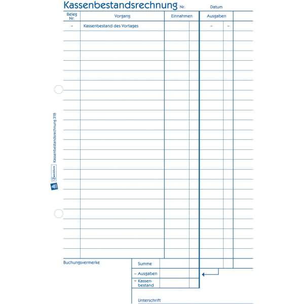 Avery-Zweckform Cash balance sheet 318 A5 White No. of sheets: 50 Carbonless copy paper: No-1