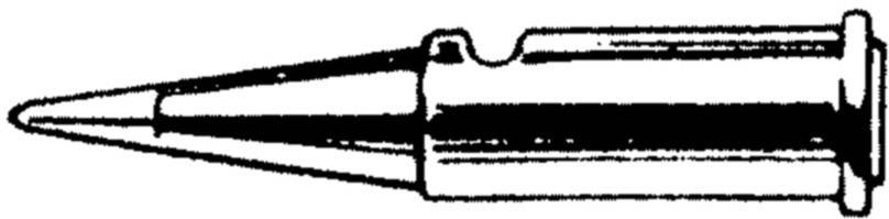 A black and white drawn cartridge shows a projectile with a conical tip and cylindrical casing.