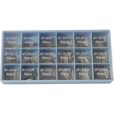 Small storage compartment with 24 compartments, each containing 50 pens of varying sizes (Ø1.5x7 to Ø1.5x23), sorted by labelling.