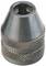 Metal drill chuck with knurled surface, cylindrical shape, and conical end, for securing drills to a drilling machine.