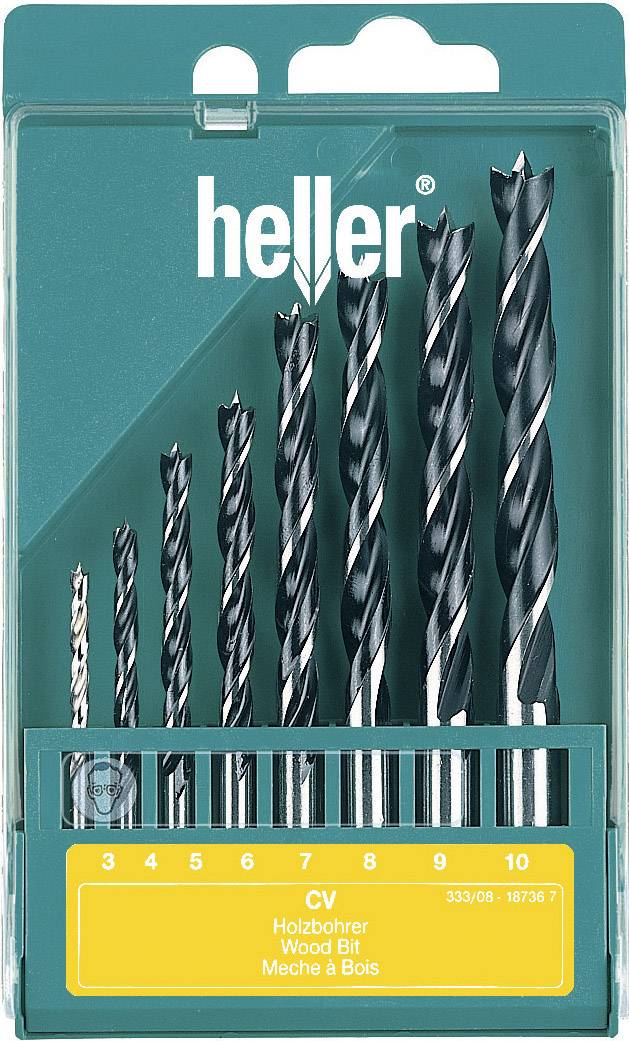 Heller 205241 Wood twist drill bit set 8-piece 3 mm, 4 mm, 5 mm, 6 mm, 7 mm, 8 mm, 9 mm, 10 mm Cylinder shank 1 Set