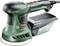 Green Bosch PEX 300 AE orbital sander with black handle and red switch. Device on light background.
