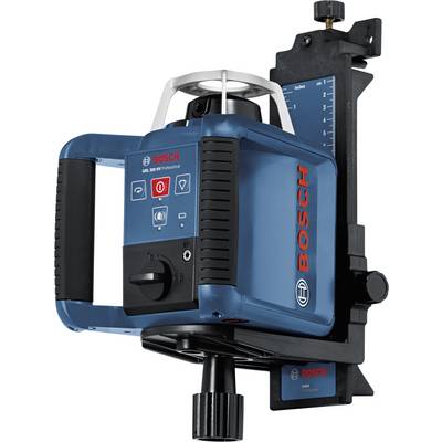 A blue Bosch GLL 300 HV rotary laser with control buttons and handle. Used for precision levelling and height adjustment in construction and surveying.