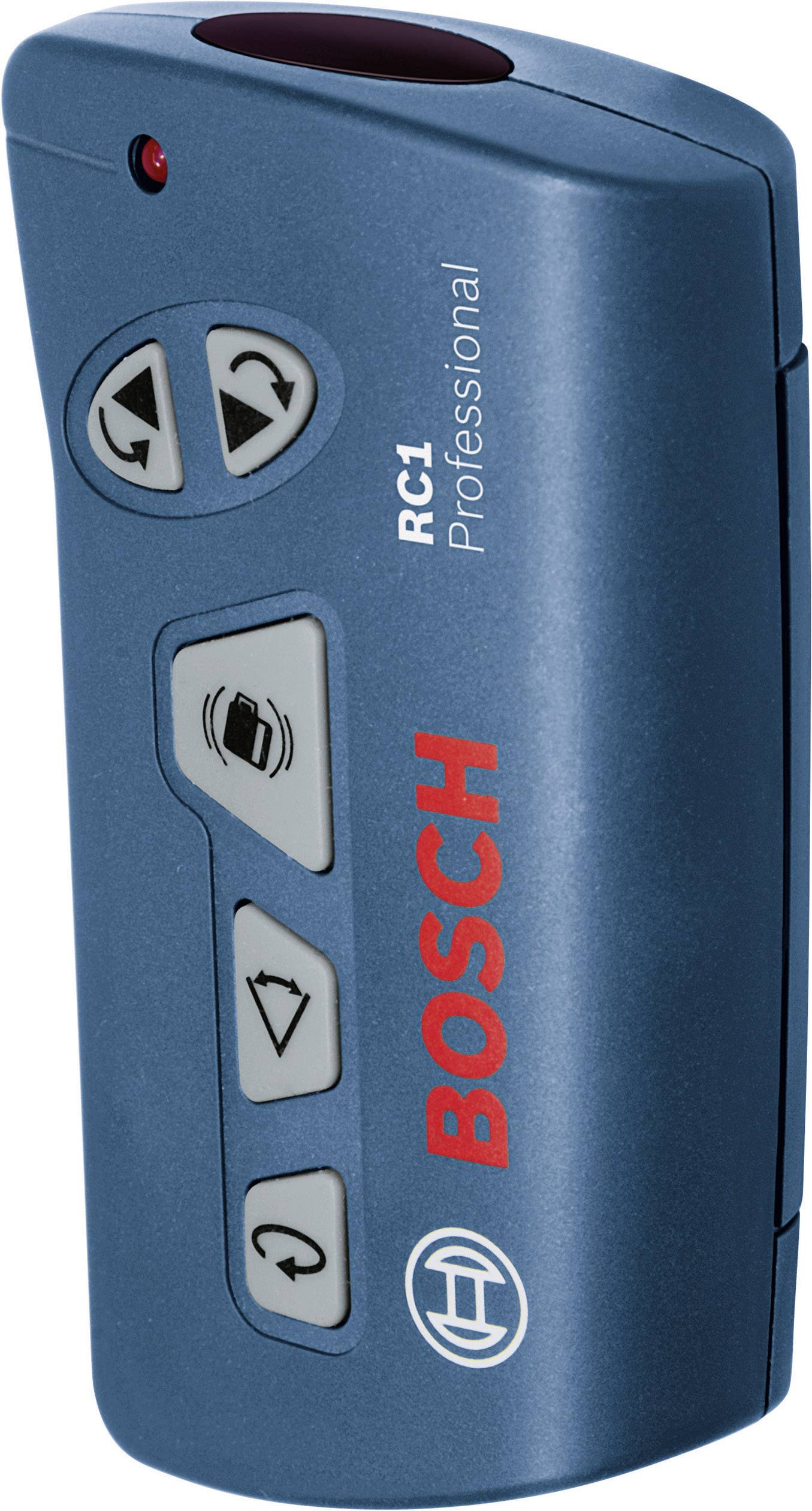 Blue BOSCH remote control, Model RC1 Professional, with red and grey buttons.