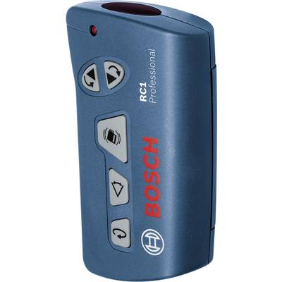 Blue BOSCH remote control, Model RC1 Professional, with red and grey buttons.