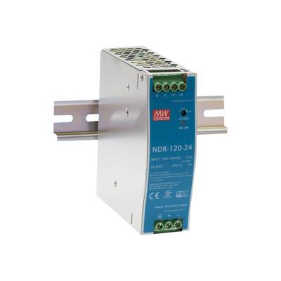   Mean Well  NDR-120-24  Rail mounted PSU (DIN)    24 V DC  5 A  120 W  No. of outputs:1 x    Content 1 pc(s)