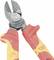 The image shows a VDE-insulated combination pliers by NWS with rubberised handles in red and yellow, suitable for electrical work.