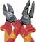 Two red and orange combination pliers with 'Made in Germany' printed on the black gripping heads.