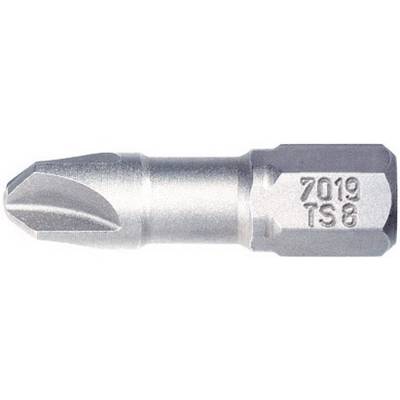 Screwdriver bit, Phillips head, metal, with engraving '7019 TS8' on the side.
