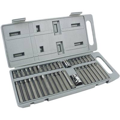 An open suitcase with multiple socket spanners and bits in various sizes, neatly arranged in compartments.