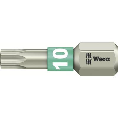 'Torx Bit T10' by Wera, silver metal with a green ring, marked with size '10'.