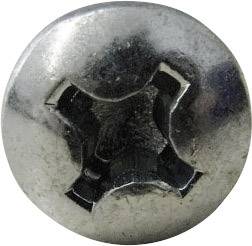 Close-up of a silver cross-head screw.