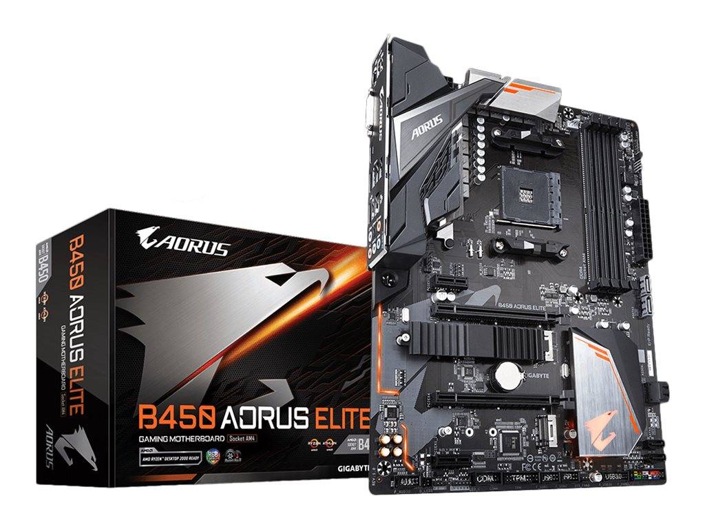 Gigabyte B450 AORUS ELITE Mainboard Motherboard PC base AMD AM4 Form factor (details) ATX Motherboard chipset AMD® B450-1