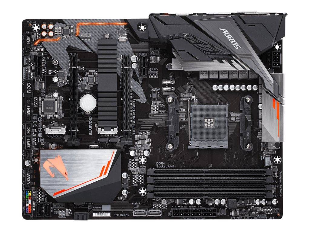 Gigabyte B450 AORUS ELITE Mainboard Motherboard PC base AMD AM4 Form factor (details) ATX Motherboard chipset AMD® B450-3