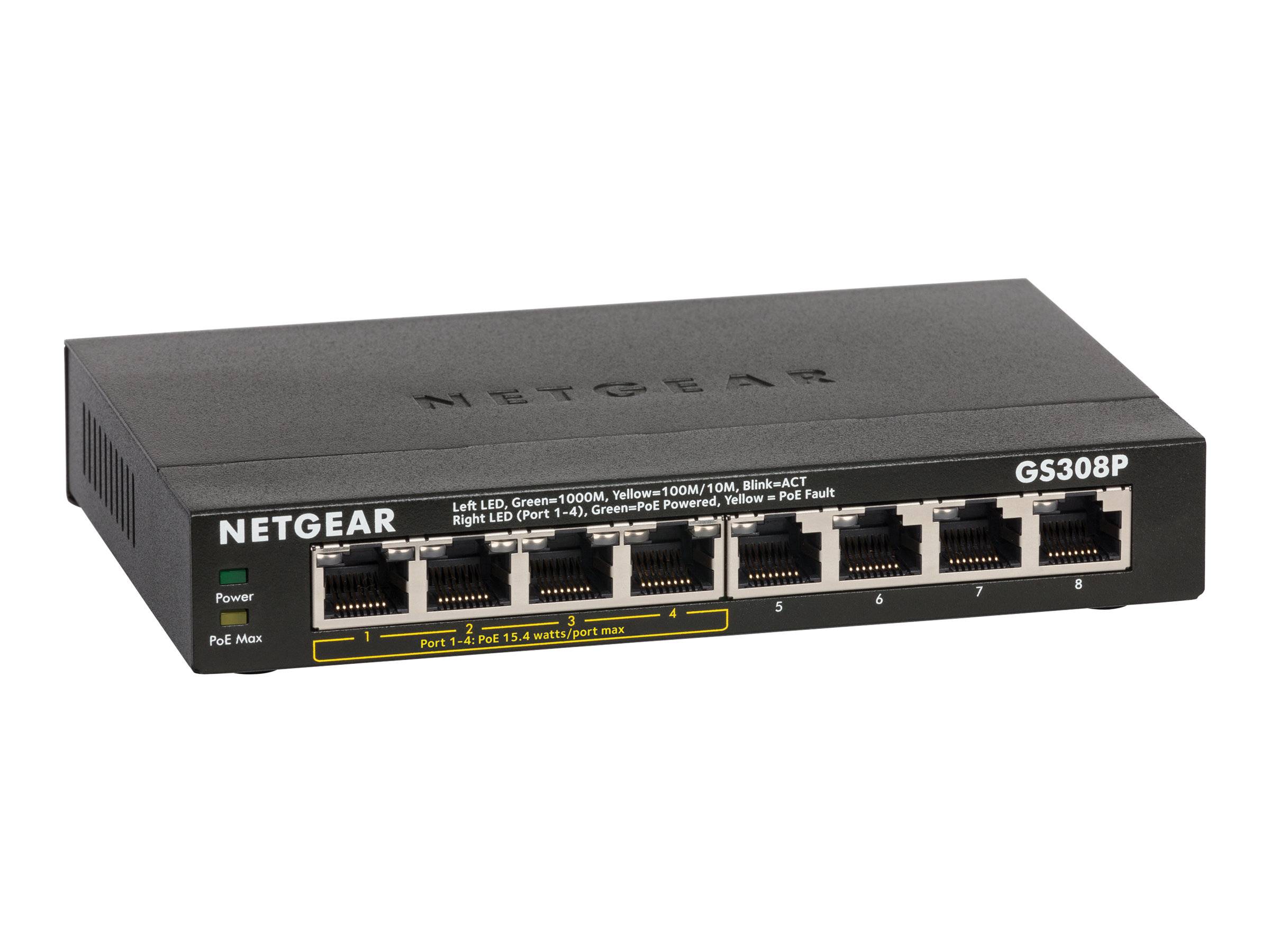 NETGEAR GS308P Network switch GS308P-100PES 8 ports 1 GBit/s PoE-3
