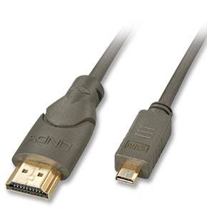 LINDY HDMI Cable HDMI-A plug, HDMI-Micro-D plug 0.50 m Black 41350 4K UHD HDMI cable-3