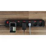 6-way socket strip can be switched individually black