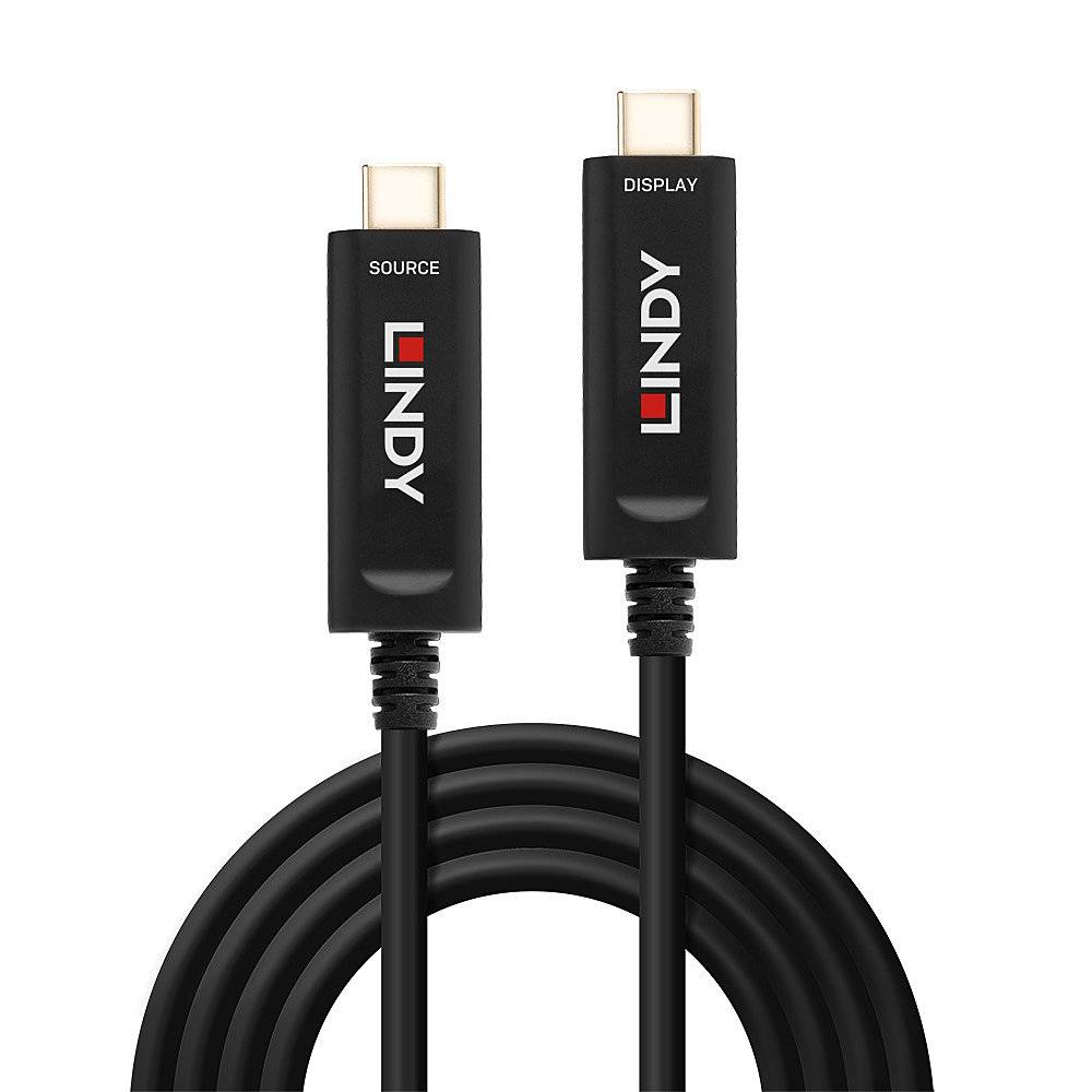 LINDY Cable USB-C® plug, USB-C® plug 30.00 m Black 38505 USB-C® screen cable-3