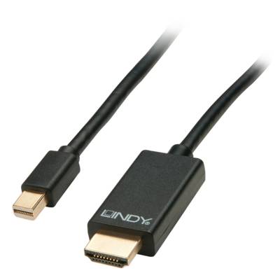 LINDY Mini DisplayPort / HDMI Adapter cable Mini DisplayPort plug, HDMI-A plug 5.00 m Black 41667 DisplayPort cable-3