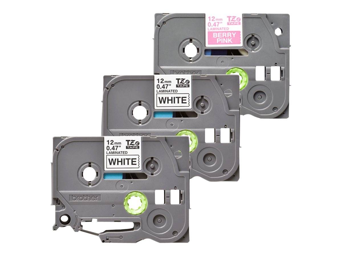 Brother TZe-32M3 Labelling tape 3-piece set Tape colour: White, Pink Font colour: Black, White 12 mm 8 m-2