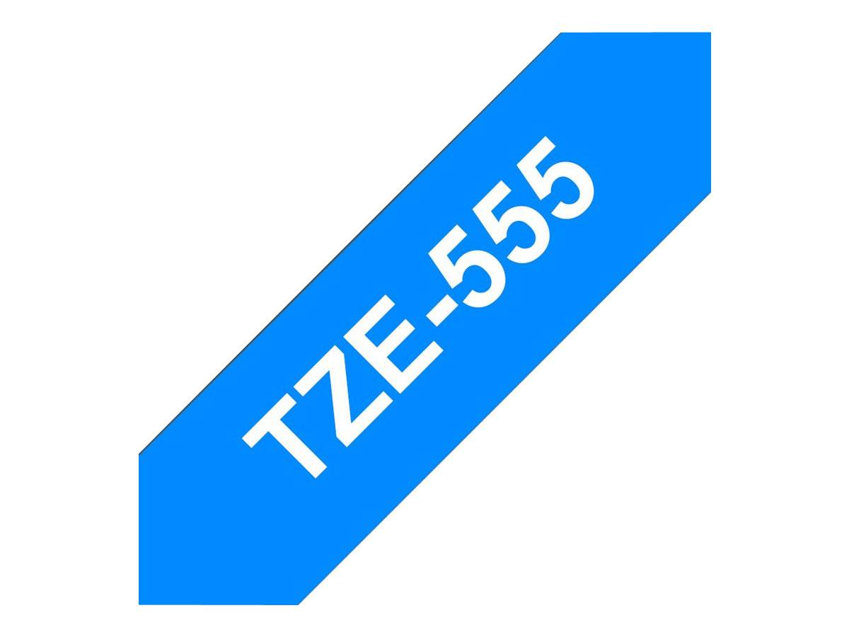 Brother TZe-555 Labelling tape Plastic Tape colour: Blue Font colour: White 24 mm 8 m-4