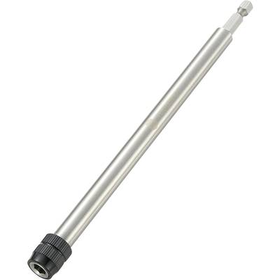 A metallic, cylindrical rod with a hexagonal handle on one side and a black rotary lock on the other.