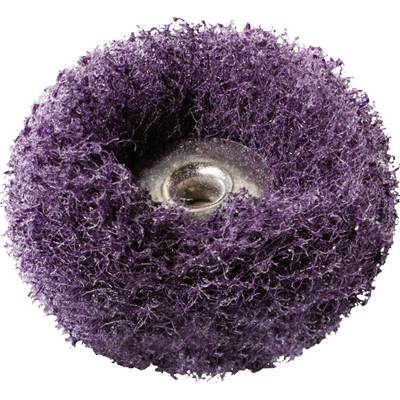 A purple polishing pad with a metal core, shaped in a circle, primarily used for polishing or grinding work.