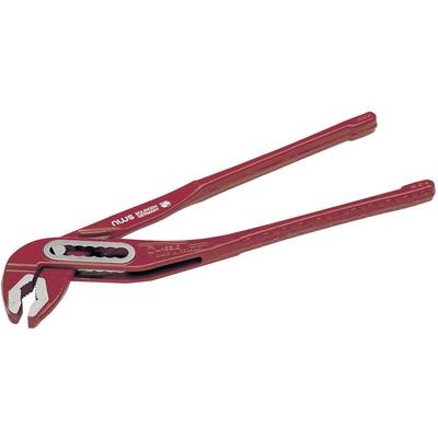 'Red water pump pliers with metallic jaws and handles, suitable for gripping and turning pipes.'