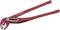 'Red water pump pliers with metallic jaws and handles, suitable for gripping and turning pipes.'