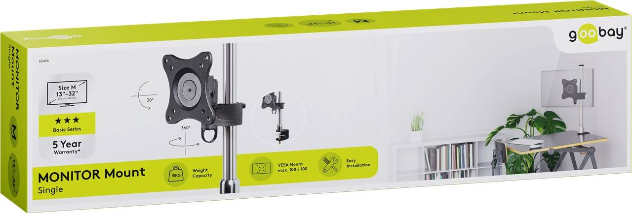 Goobay Goobay 63496 Monitor Arm Tischhalterung VESA Monitorhalter Monitorarm Halterung Monitor desk mount 1 Display(s) 3-4