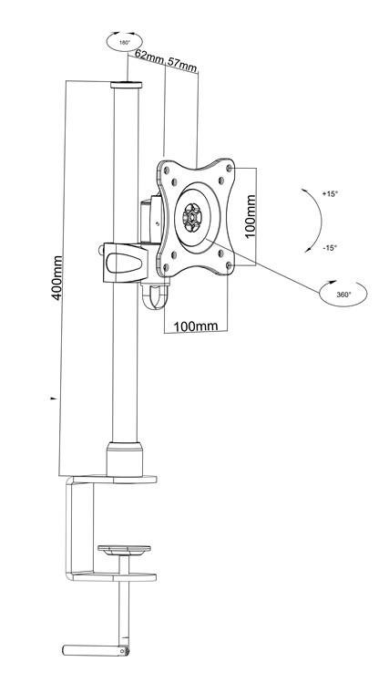 Goobay Goobay 63496 Monitor Arm Tischhalterung VESA Monitorhalter Monitorarm Halterung Monitor desk mount 1 Display(s) 3-5