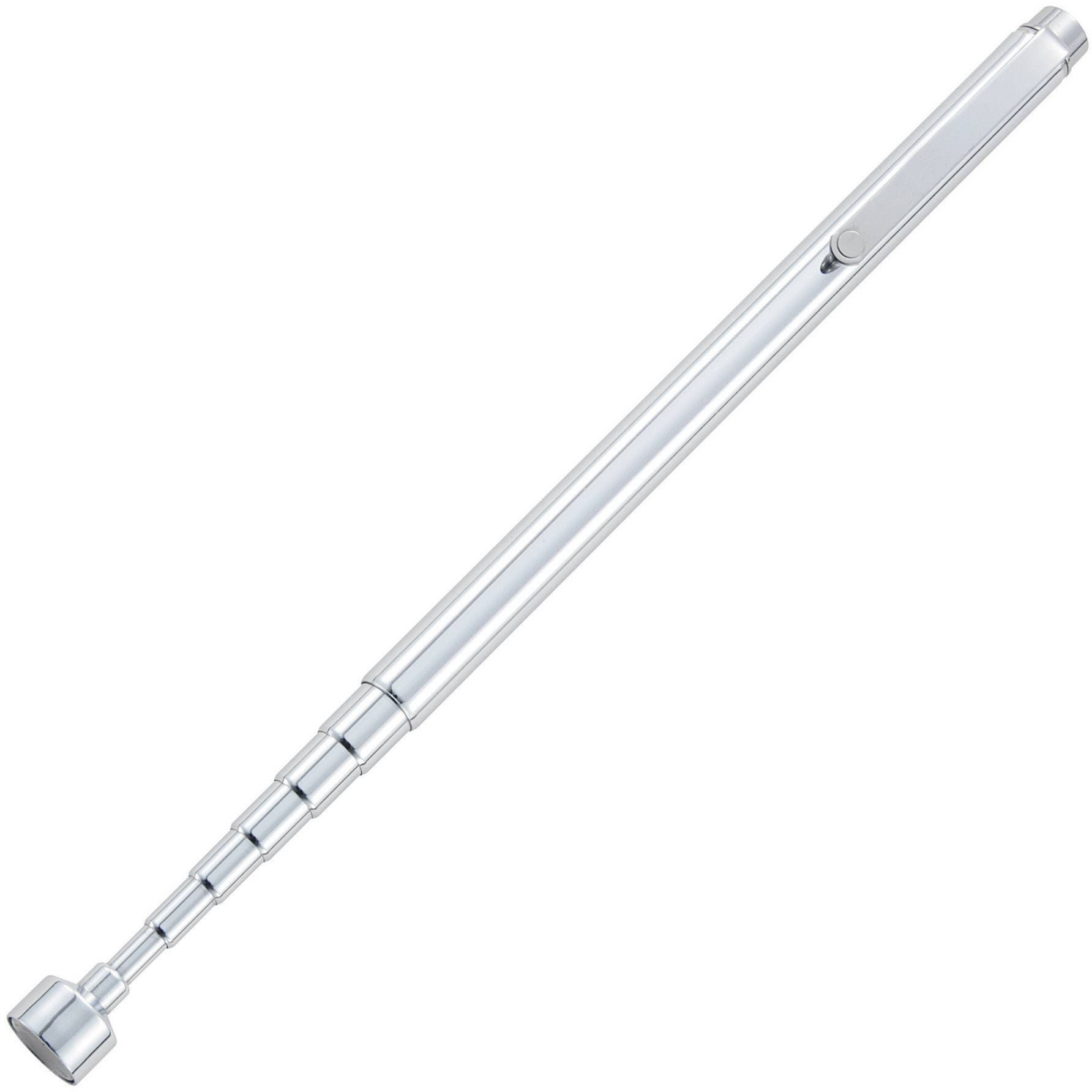 A telescopic magnetic pickup tool with pouch and clip, perfect for retrieving small metallic objects in hard-to-reach areas.