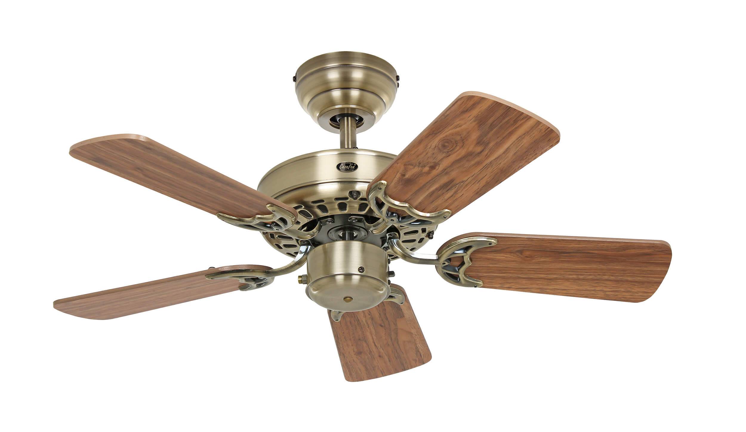 CasaFan Classic Royal 75 MA Ceiling fan 48 W (Ø x H) 75 cm x 225 mm Brass Light attachment option, Reversible blades, Ex-1