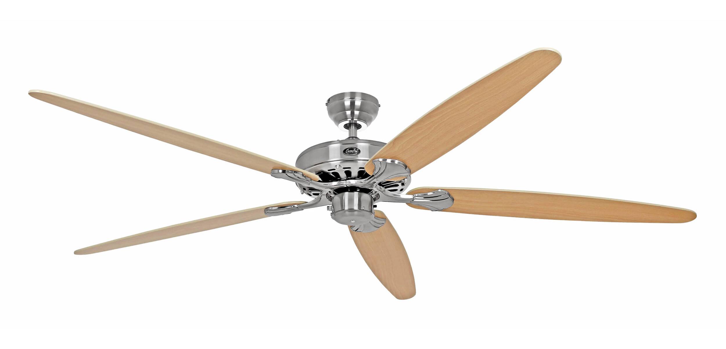 CasaFan CLASSIC ROYAL 180 BN Ahorn/Buche Ceiling fan 61 W (Ø x H) 180 cm x 275 mm Chrome (brushed) Winter-proof, Reversi-1