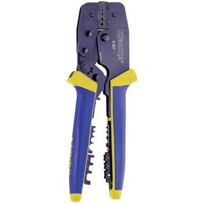 Pliers with blue and yellow handles, suitable for cable lugs and wire stripping. 'KNIPEX' brand name visible on the pliers.