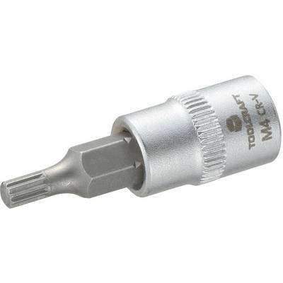 Bit socket adapter with Torx profile, silver-coloured, with the inscription 'TOOLCRAFT M4 CR-V'. Suitable for screwdriving tools.