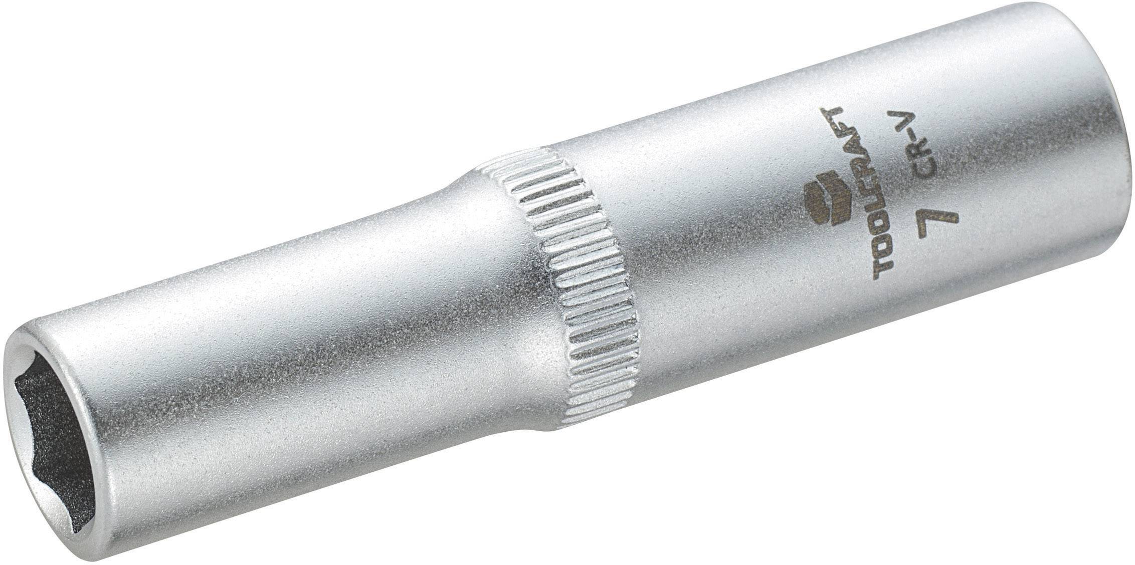 Socket wrench, 7 mm size, marked with 'TOOLCRAFT 7 CR-V', made of metal and in a cylindrical shape.