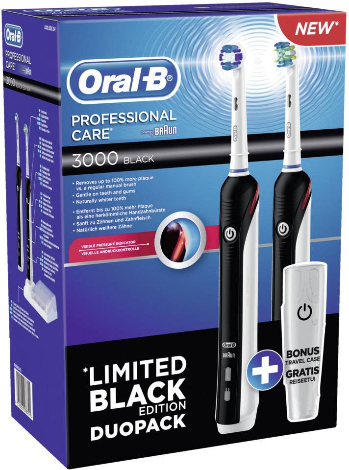Draad Ordelijk Taiko buik Oral-B Professional Care 3000 schwarz - Limited mit 2 Handteilen Electric  toothbrush Rotating/vibrating Black | Conrad.com